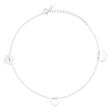Ezüst bokalánc - négylevelű lóhere, szív, karika, hossza 22 - 26 cm | Argento-ekszer.hu