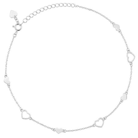 Ezüst bokalánc - szívek, hossza 22 - 26 cm | Argento-ekszer.hu
