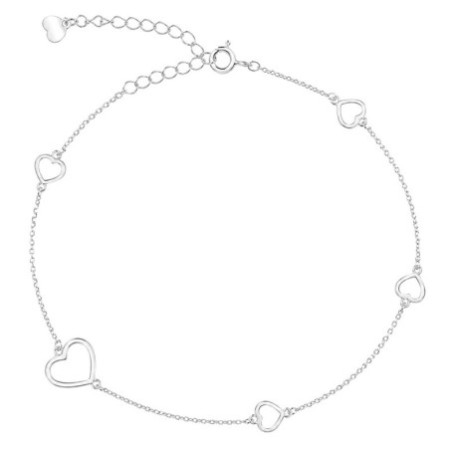 Ezüst bokalánc - szívek, hossza 22 - 26 cm | Argento-ekszer.hu