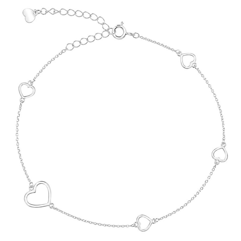 Ezüst bokalánc - szívek, hossza 22 - 26 cm | Argento-ekszer.hu