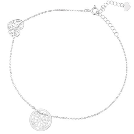 Ezüst bokalánc - szív, karika, hossza 22 - 26 cm | Argento-ekszer.hu