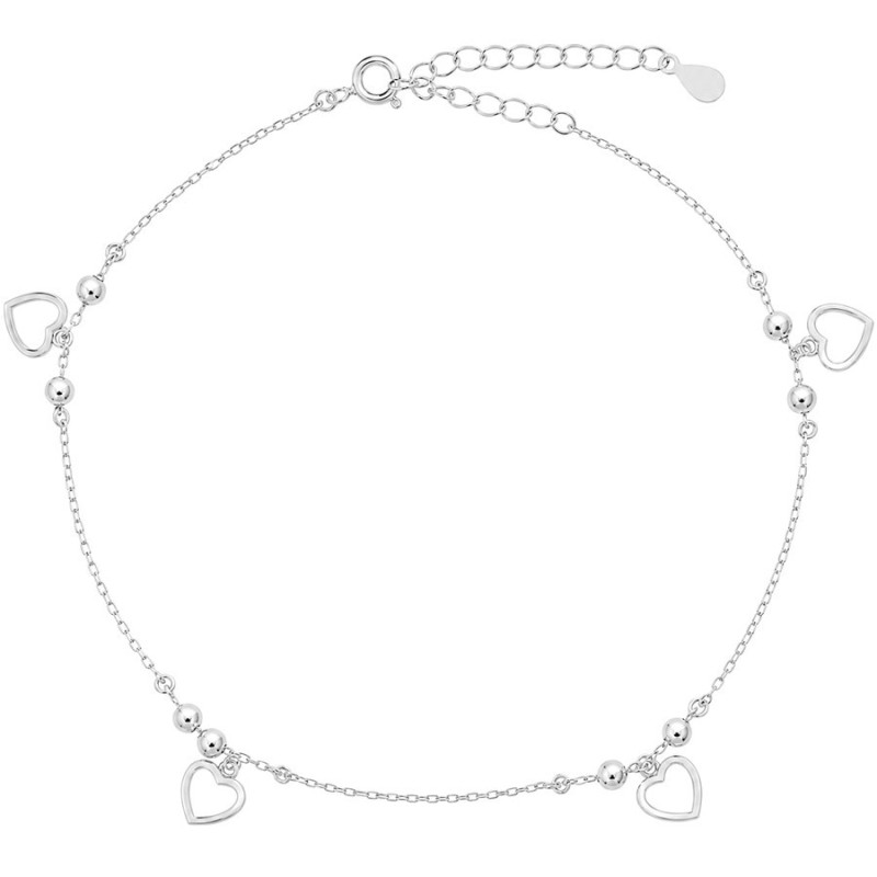 Ezüst bokalánc - szívek, golyó, hossza 22 - 26 cm | Argento-ekszer.hu