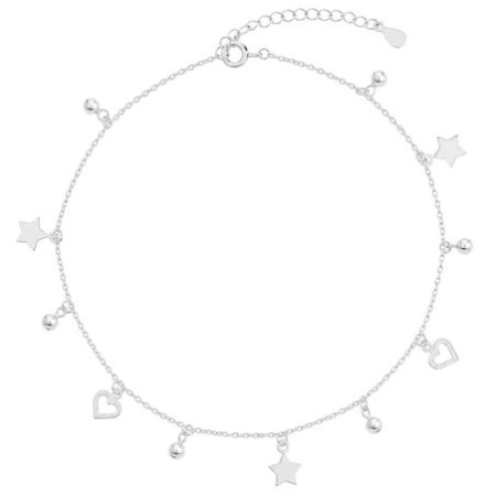 Ezüst bokalánc - szívek, golyók, csillagok, hossza 22 - 26 cm | Argento-ekszer.hu