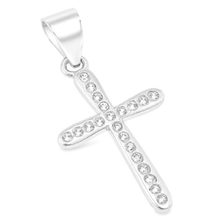 Ezüst medál - kereszt, átlátszó kerek cirkóniák | Argento-ekszer.hu