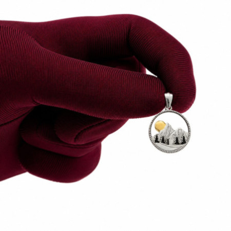 Kombinált ezüst medál - hegyek, fekete máz | Argento-ekszer.hu