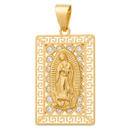 Arany medál - Guadalupei Szűz Mária, átlátszó kerek cirkóniák | Argento-ekszer.hu