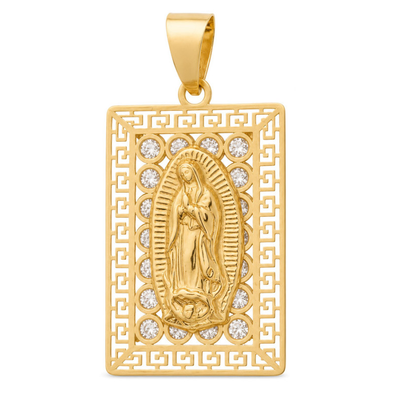 Arany medál - Guadalupei Szűz Mária, átlátszó kerek cirkóniák | Argento-ekszer.hu