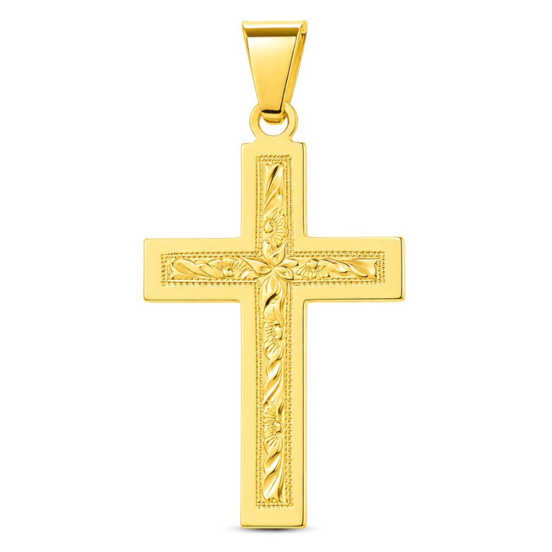 Aranyozott ezüst medál - kereszt, kézi gravírozással | Argento-ekszer.hu
