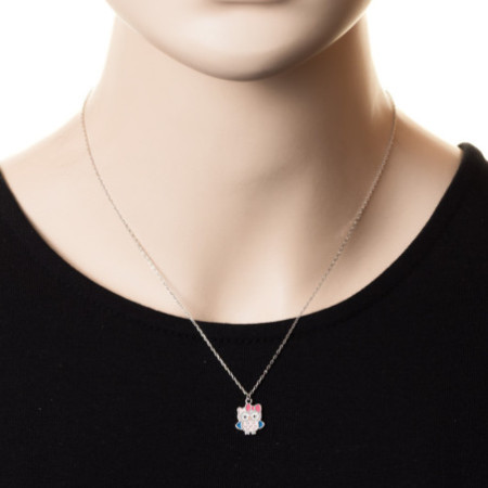 Ezüst nyaklánc - bagoly, színes máz, hossza 43 - 46 cm | Argento-ekszer.hu