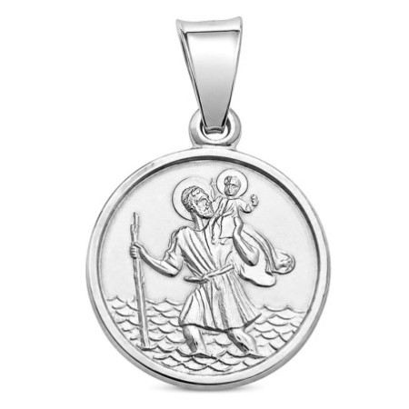 Ezüst medál - Szent Kristóf, kerek érem, egyszerű kerettel | Argento-ekszer.hu