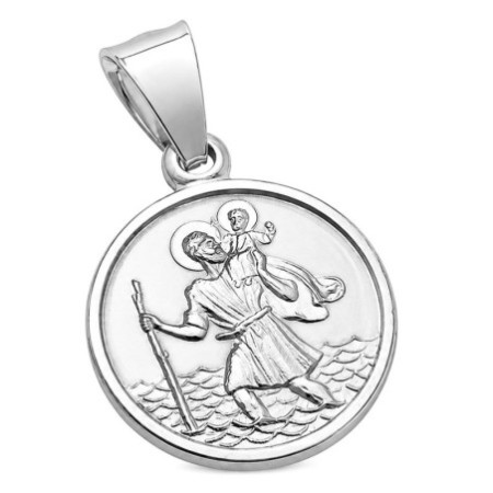 Ezüst medál - Szent Kristóf, kerek érem, egyszerű kerettel | Argento-ekszer.hu