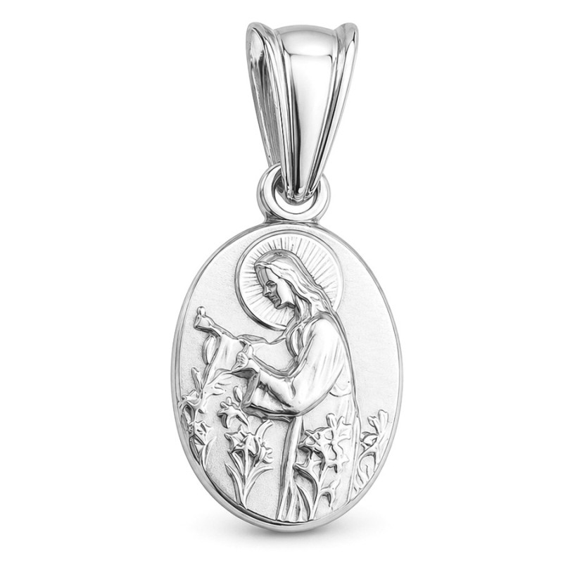 Ezüst medál - szent nő liliomokkal | Argento-ekszer.hu