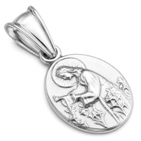 Ezüst medál - szent nő liliomokkal | Argento-ekszer.hu