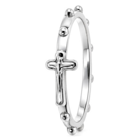 Ezüst gyűrű - rózsafüzér, kereszt | Argento-ekszer.hu