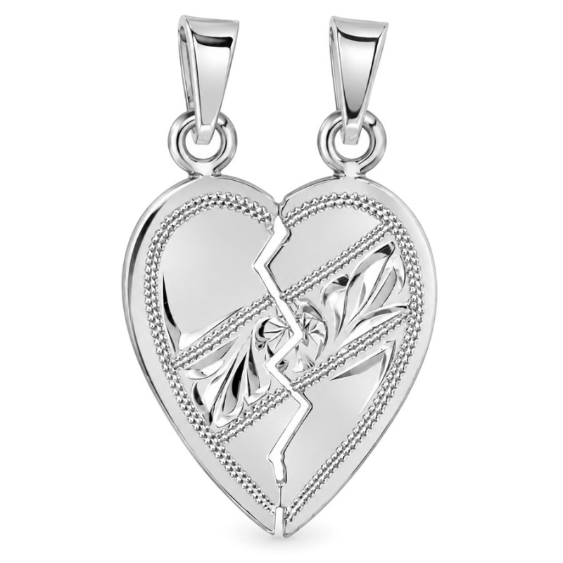 Ezüst medál két személy részére - szív, kézi gravírozással | Argento-ekszer.hu