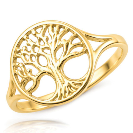 Aranyozott ezüst gyűrű - életfa | Argento-ekszer.hu