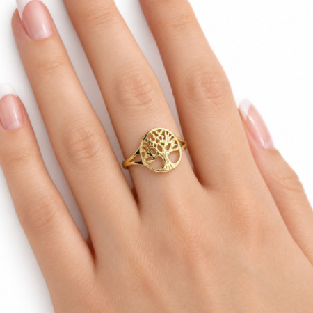 Aranyozott ezüst gyűrű - életfa | Argento-ekszer.hu