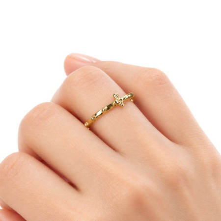 Aranyozott ezüst gyűrű - rózsafüzér, kereszt | Argento-ekszer.hu