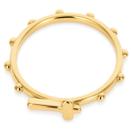 Aranyozott ezüst gyűrű - rózsafüzér, kereszt | Argento-ekszer.hu