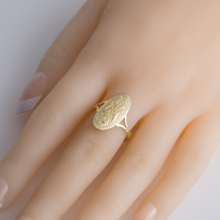 Aranyozott ezüst gyűrű - kézi gravírozással | Argento-ekszer.hu