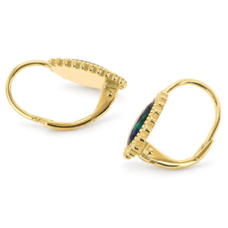 Aranyozott ezüst fülbevaló - zöld ovális szintetikus opál | Argento-ekszer.hu
