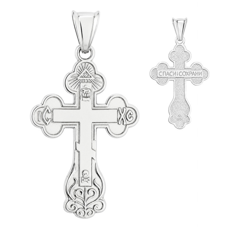Ezüst medál - ortodox kereszt, Isten szeme, koponya, alak nélkül | Argento-ekszer.hu