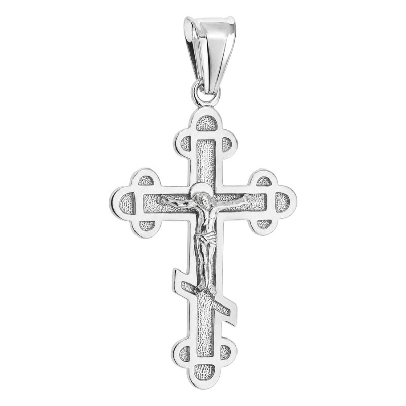 Ezüst medál - ortodox kereszt Jézussal, texturált felület | Argento-ekszer.hu