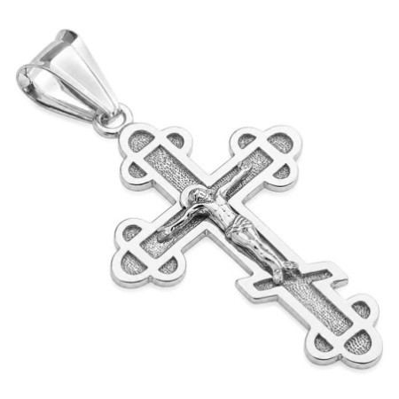 Ezüst medál - ortodox kereszt Jézussal, texturált felület | Argento-ekszer.hu