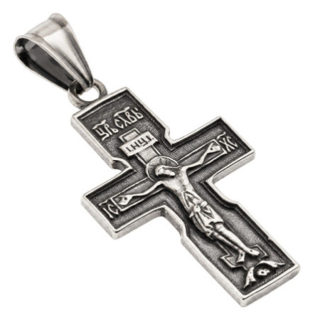Ezüst medál - ortodox kereszt Jézussal, feketített | Argento-ekszer.hu
