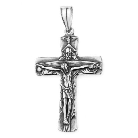 Ezüst medál - kereszt Jézussal, Szentháromság motívum | Argento-ekszer.hu