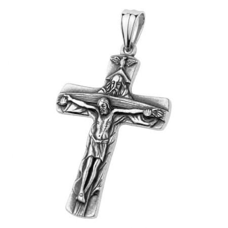 Ezüst medál - kereszt Jézussal, Szentháromság motívum | Argento-ekszer.hu