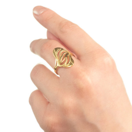 Aranyozott ezüst gyűrű - kézi gravírozással | Argento-ekszer.hu