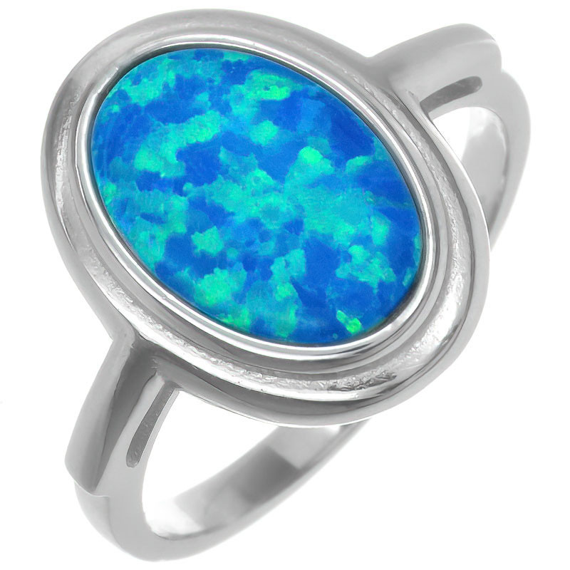Ezüst gyűrű - kék ovális szintetikus opál | Argento-ekszer.hu Ezüst gyűrű - kék ovális szintetikus opál | Argento-ekszer.hu