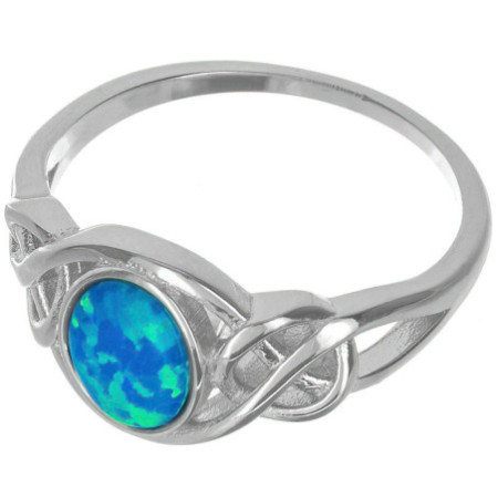 Ezüst gyűrű - kék ovális szintetikus opál | Argento-ekszer.hu