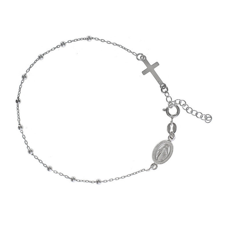 Ezüst karkötő rózsafüzér - 1 tized, kereszt, Csodás érem, hossza 19 - 22 cm | Argento-ekszer.hu Ezüst karkötő rózsafüzér - 1 tized, kereszt, Csodás érem, hossza 19 - 22 cm | Argento-ekszer.hu