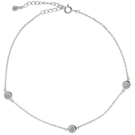 Ezüst bokalánc - átlátszó kerek cirkóniák, hossza 22 - 26 cm | Argento-ekszer.hu