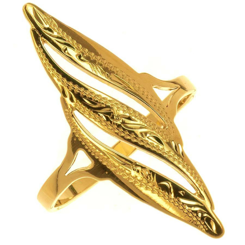 Aranyozott ezüst gyűrű - kézi gravírozással | Argento-ekszer.hu