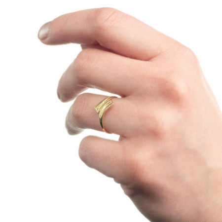 Aranyozott ezüst gyűrű - kézi gravírozással | Argento-ekszer.hu