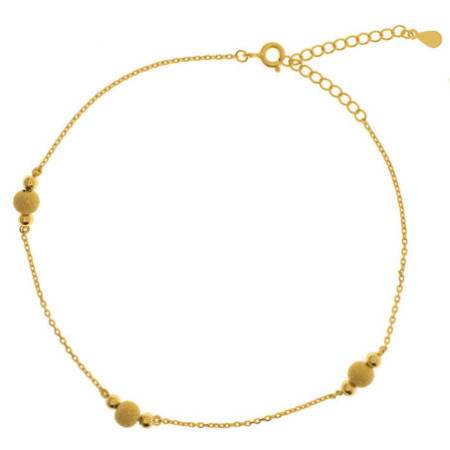 Aranyozott ezüst bokalánc - golyók, hossza 22 - 26 cm | Argento-ekszer.hu