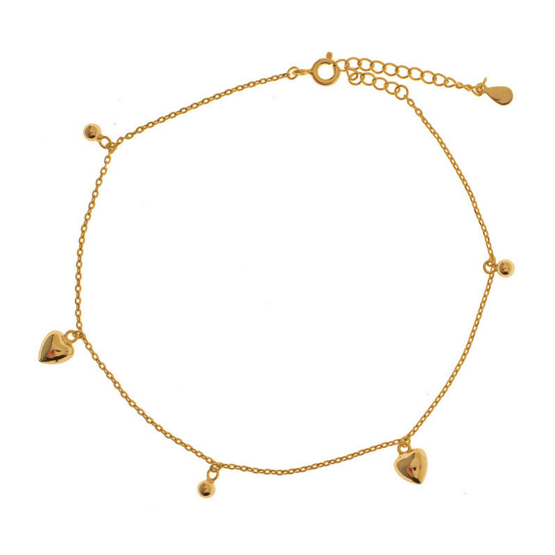 Aranyozott ezüst bokalánc - szívek, golyók, hossza 22 - 26 cm | Argento-ekszer.hu Aranyozott ezüst bokalánc - szívek, golyók, hossza 22 - 26 cm | Argento-ekszer.hu