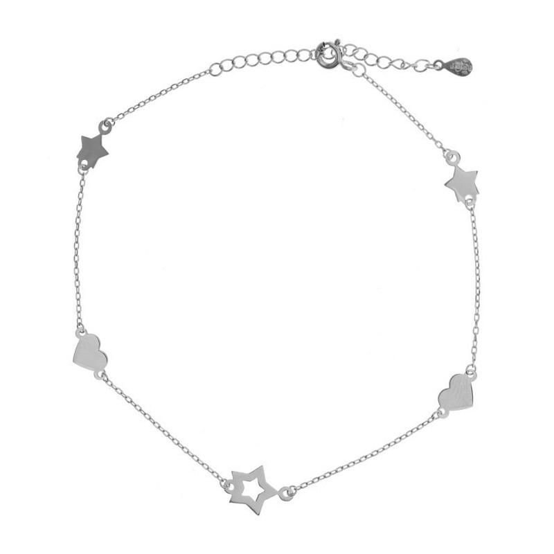 Ezüst bokalánc - szívek, csillagok, hossza 22 - 26 cm | Argento-ekszer.hu Ezüst bokalánc - szívek, csillagok, hossza 22 - 26 cm | Argento-ekszer.hu