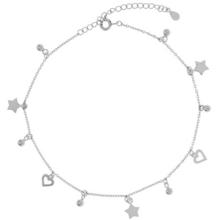 Ezüst bokalánc - szívek, golyók, csillagok, hossza 22 - 26 cm | Argento-ekszer.hu