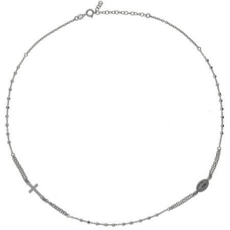 Ezüst nyaklánc - rózsafüzér, 3 tized, kereszt, Csodás érem, hossza 45 - 50 cm | Argento-ekszer.hu