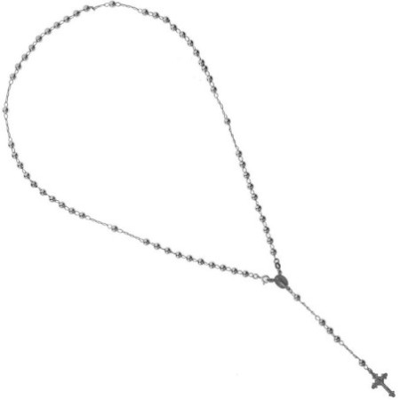 Ezüst nyaklánc - rózsafüzér, 5 tized, kereszt Jézussal, Csodás érem, hossza 60 cm | Argento-ekszer.hu