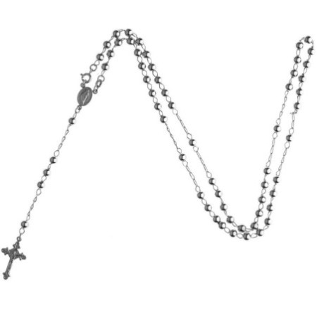 Ezüst nyaklánc - rózsafüzér, 5 tized, kereszt Jézussal, Csodás érem, hossza 60 cm | Argento-ekszer.hu