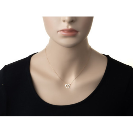 Aranyozott ezüst nyaklánc - szív, hossza 43 - 46 cm | Argento-ekszer.hu