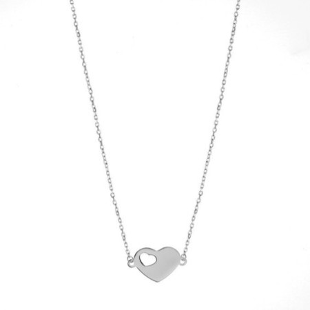 Ezüst nyaklánc - szív, hossza 43 - 46 cm | Argento-ekszer.hu