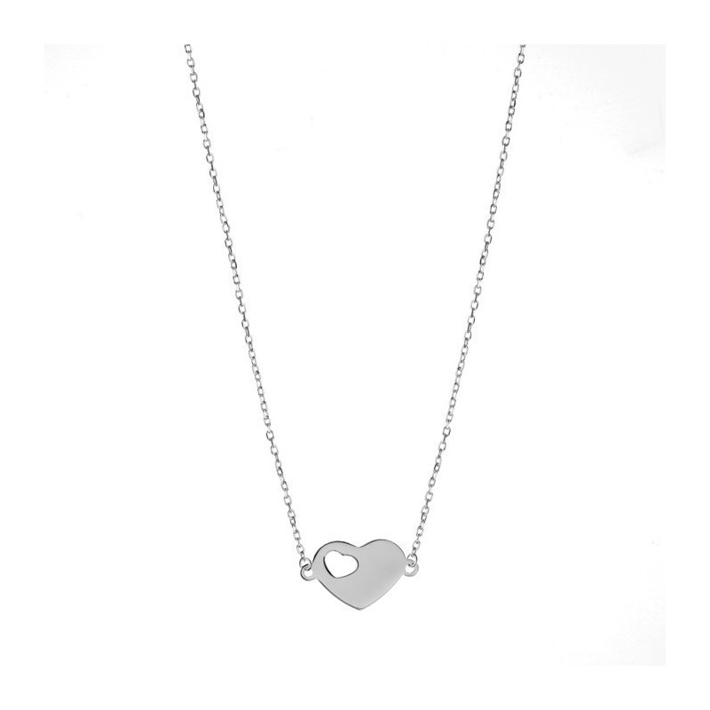 Ezüst nyaklánc - szív, hossza 43 - 46 cm | Argento-ekszer.hu