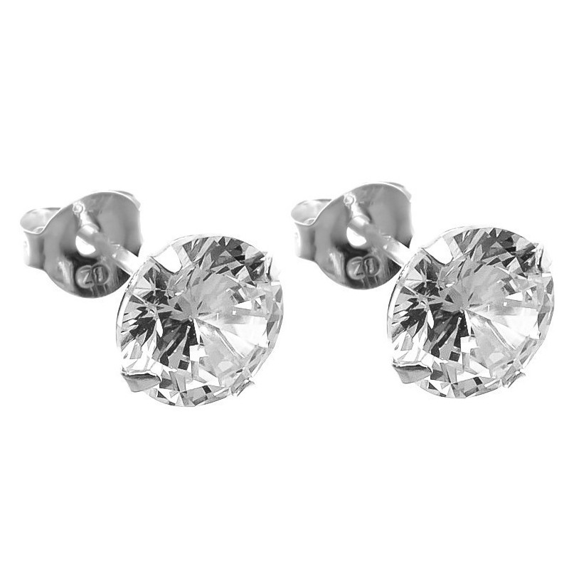 Ezüst fülbevaló - átlátszó kerek cirkónia, nagysága 7 mm | Argento-ekszer.hu Ezüst fülbevaló - átlátszó kerek cirkónia, nagysága 7 mm | Argento-ekszer.hu
