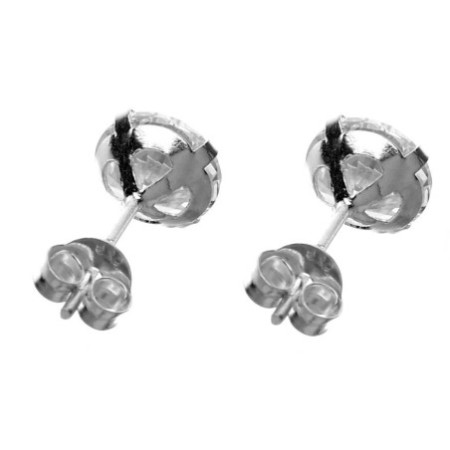 Ezüst fülbevaló - átlátszó kerek cirkónia, nagysága 7 mm | Argento-ekszer.hu